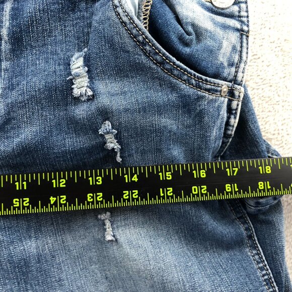 Vintage Indigo Rein Womens Denim Overalls 13/30 Blue Distressed Cargo Skinny Leg - Picture 6 of 15